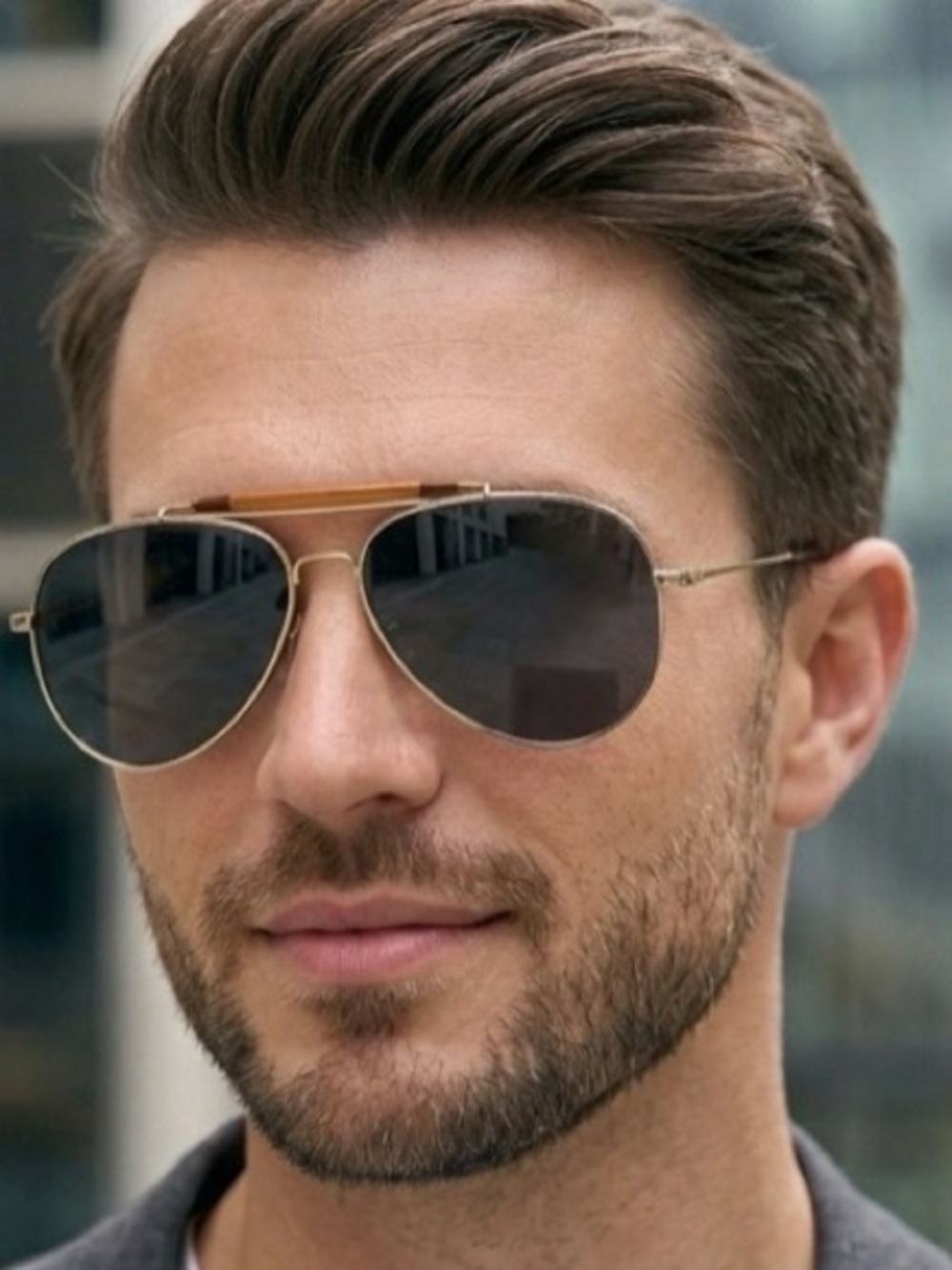 Vintage Bushnell Men’s Aviator Gold Frame Sunglasses with Black Lenses